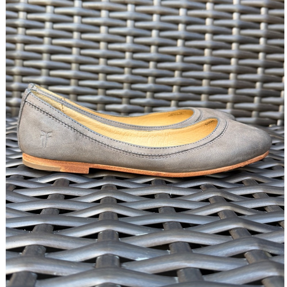 Frye Carson Leather Ballet Flats Charcoal Gray Slip On Shoe Size 7.5B Balletcore